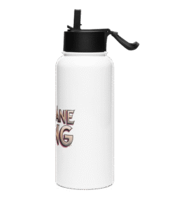Stainless steel water bottle with a straw lid