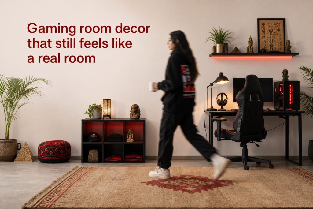 Gaming room decor that still feels like a real room